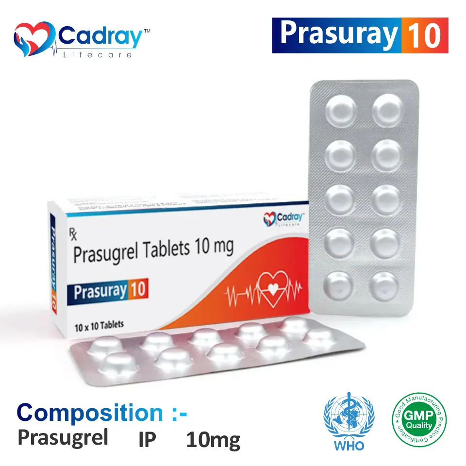 Prasugrel 10mg Tablet | Cardiovascular Care | Best price for PCD Pharma Franchise in Ahmedabad